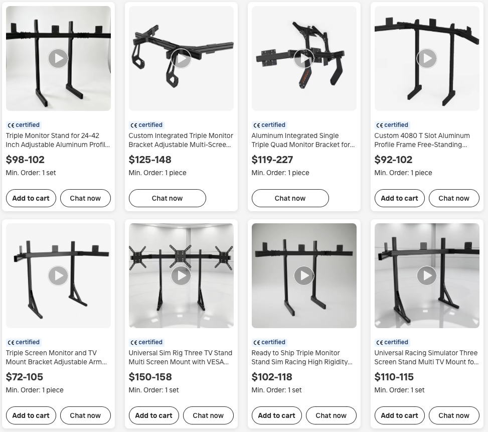 Monitor stand options for a sim-racing cockpit