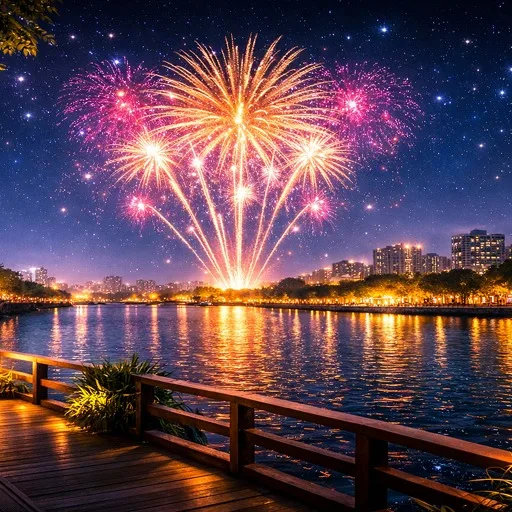 VR Travel Urban River Fireworks cover artwork from the official Meta Store page