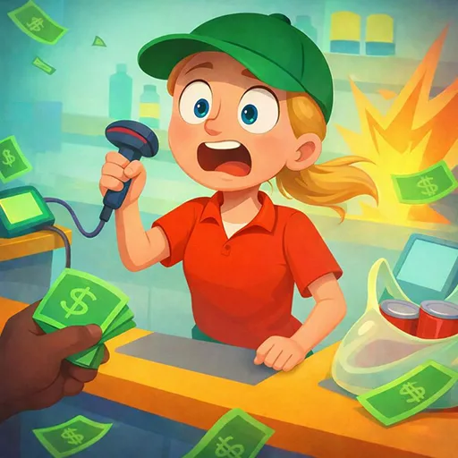 Cashier Chaos: Scan Job Simulator cover artwork from the official Meta Store page