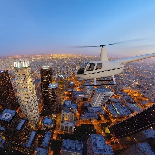 VR Travel L.A. Helicopter Night Flight cover artwork from the official Meta Store page