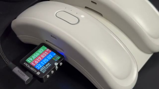 Annapro battery connected to a USB-C power meter