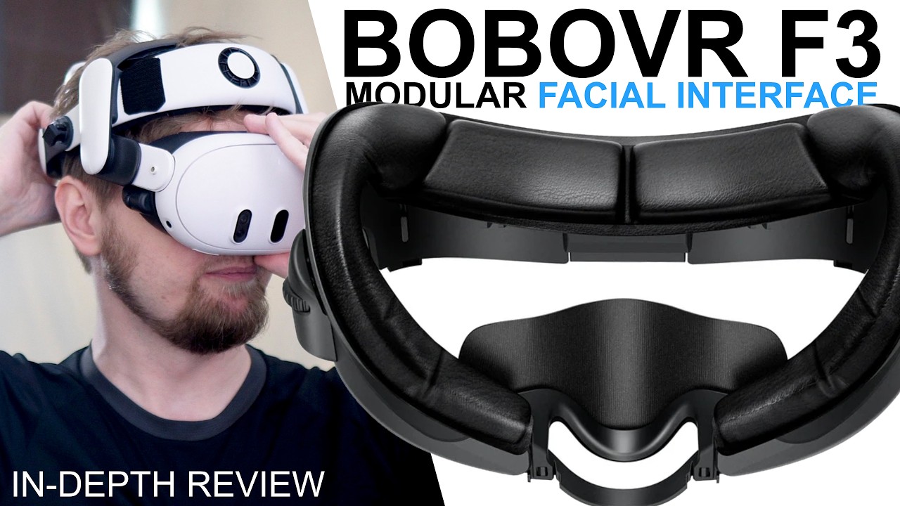 BOBOVR F3 facial interface, airflow channels and removable face-side frame shown beside a Quest 3