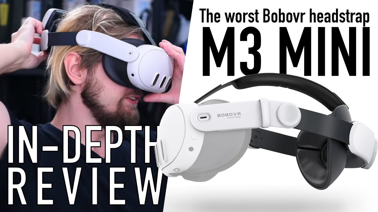 The BOBOVR M3 Mini head strap and B100U battery being held during the review video